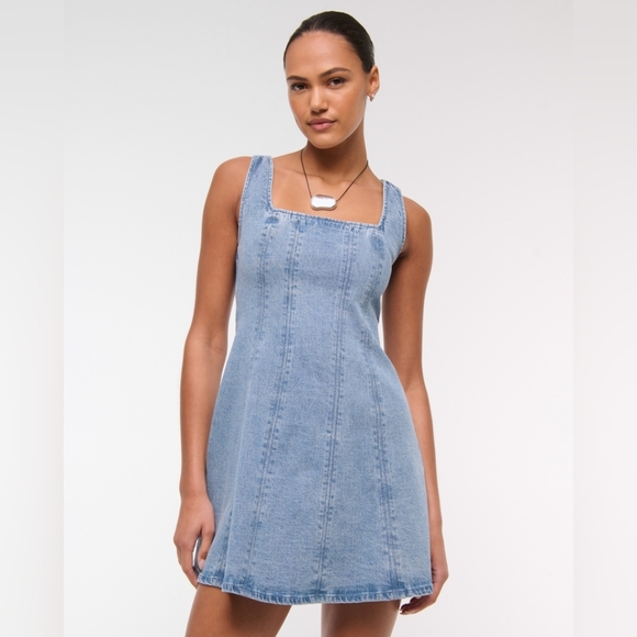 Abercrombie Fitch Mila Squareneck Denim Mini Dress NWT